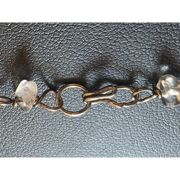 Silver Bracelet With Clear Quartz Crystal Chips 7.5" Hook Clasp - Picture 3 of 6